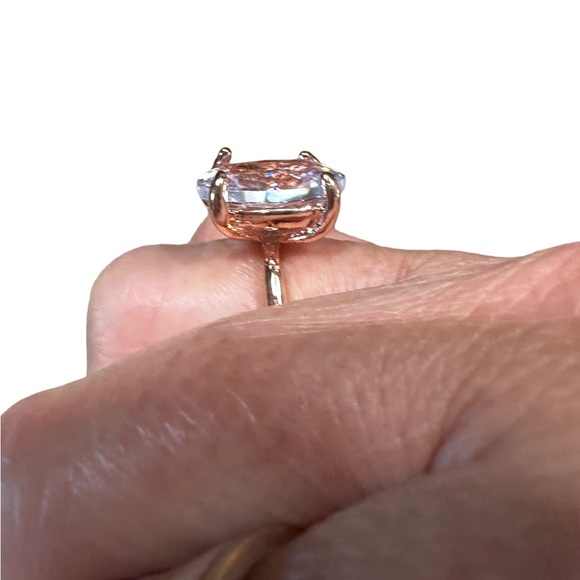 Rose Gold Large Oval Diamond Solitaire Ring - Picture 5 of 9